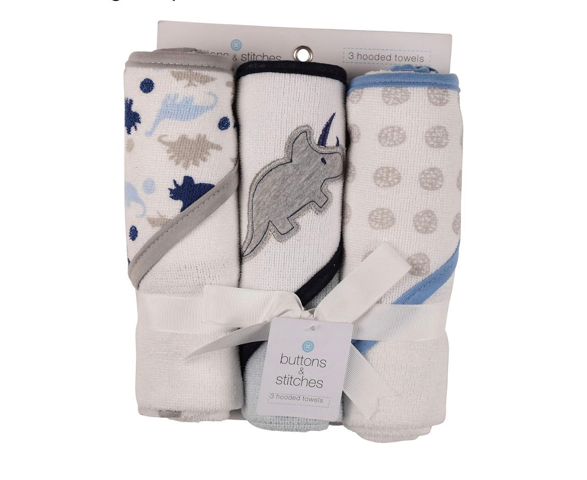 Buttons and Stitches Toalla con capucha, Triceratops Estampados
