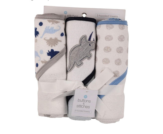 Buttons and Stitches Toalla con capucha, Triceratops Estampados