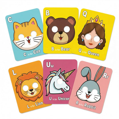 Tarjetas flash del alfabeto de animales gigantes, 26 tarjetas en mayúsculas y minúsculas