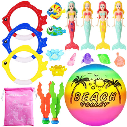 18 piezas de juguetes de buceo para piscina para niños de 3 a 12 años con bolsa de almacenamiento