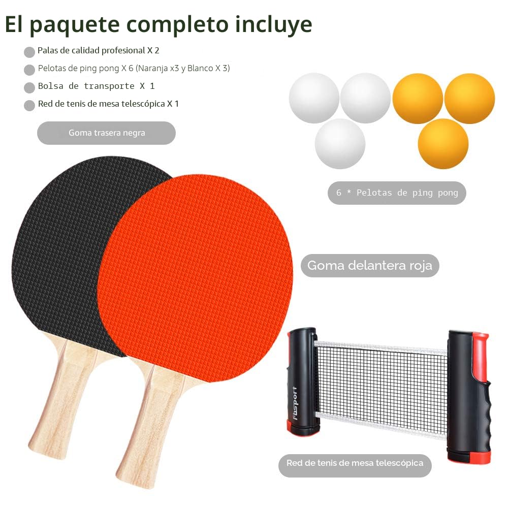 FBSPORT Juego de paletas de ping-pong