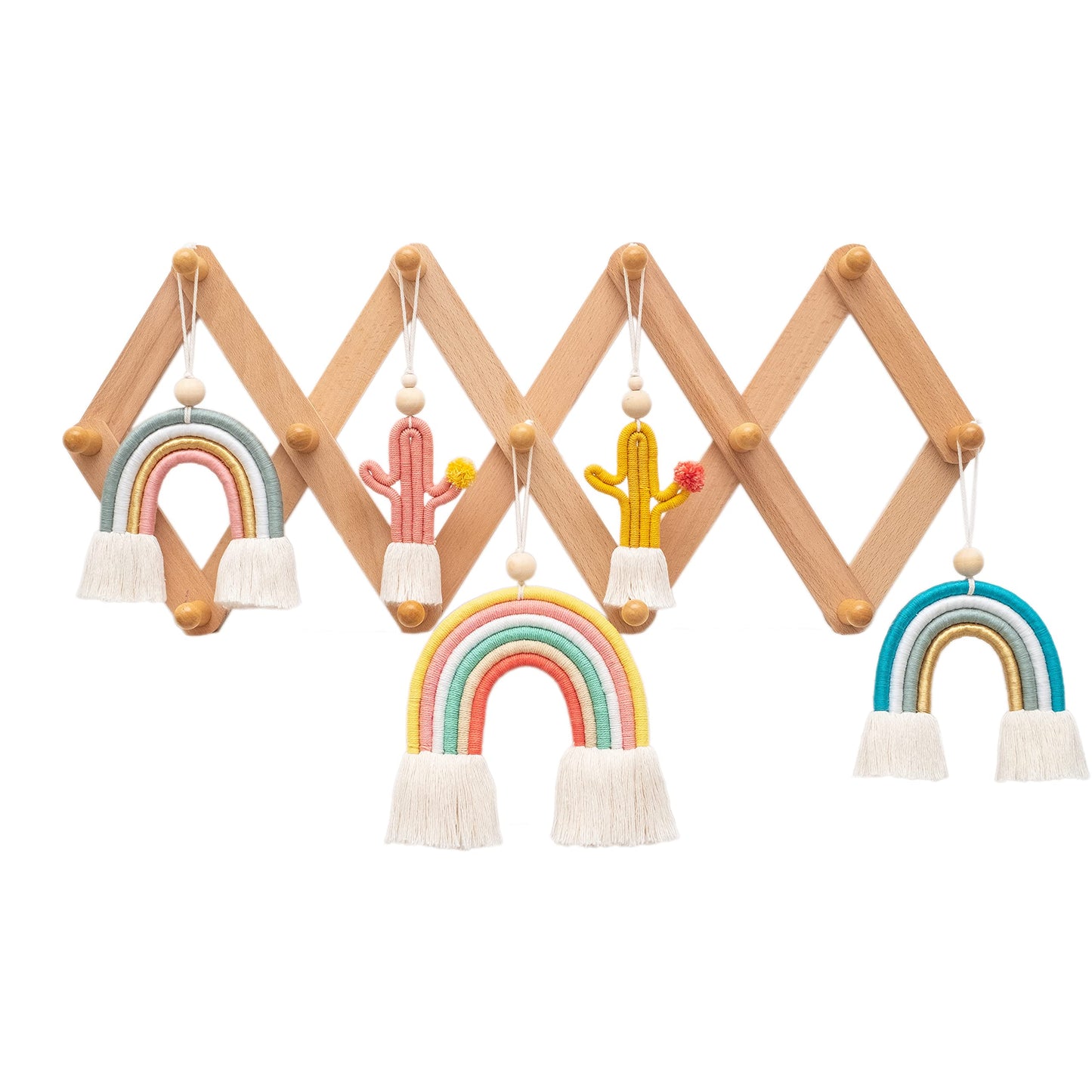 Mila Millie Estante de pared de madera expandible estilo acordeón | 13 ganchos