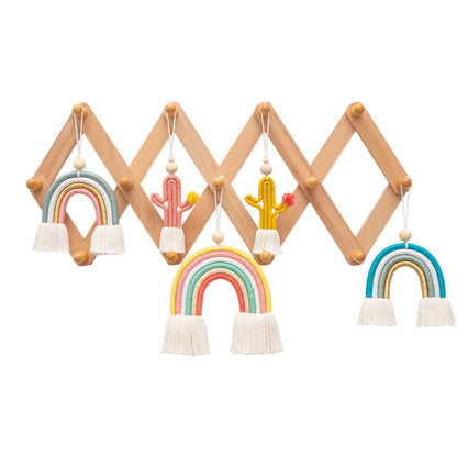 Mila Millie Estante de pared de madera expandible estilo acordeón | 13 ganchos