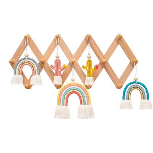 Mila Millie Estante de pared de madera expandible estilo acordeón | 13 ganchos