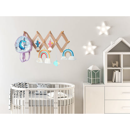 Mila Millie Estante de pared de madera expandible estilo acordeón | 13 ganchos