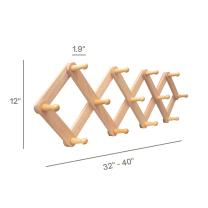 Mila Millie Estante de pared de madera expandible estilo acordeón | 13 ganchos