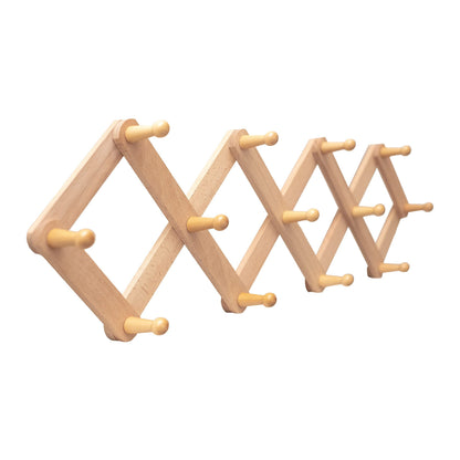 Mila Millie Estante de pared de madera expandible estilo acordeón | 13 ganchos