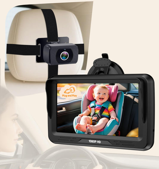 Rohent Cámara de coche para bebé HD 1080P - Monitor infantil orientado hacia atrás con visión nocturna