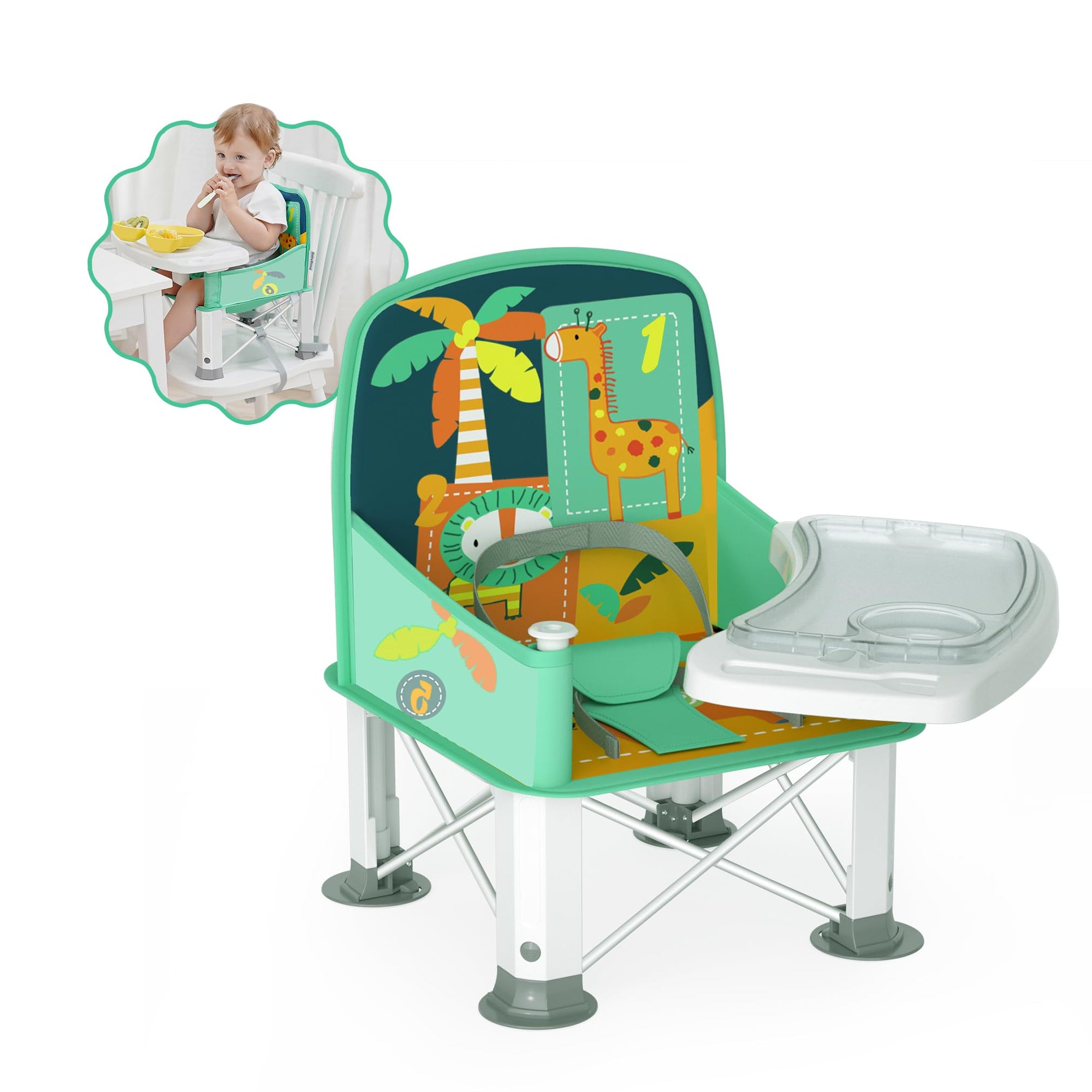 BabyBond - Asiento elevador de viaje para bebé con doble bandeja