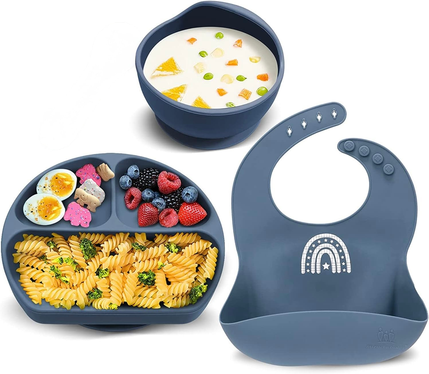 Juego de 3 piezas de alimentación de silicona para bebés