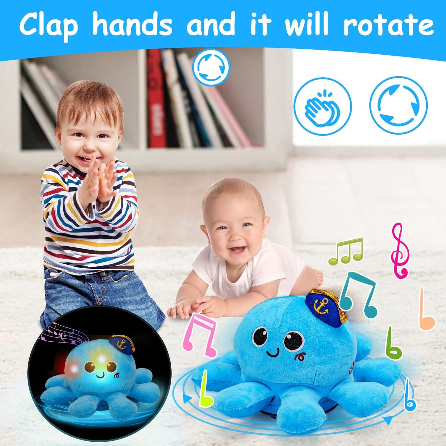 Juguete musical de peluche para gatear y caminar, control de voz