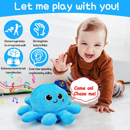 Juguete musical de peluche para gatear y caminar, control de voz
