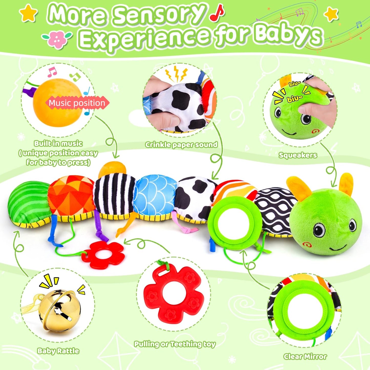 Juguete de peluche para bebés para tiempo de acostarse y desarrollar habilidades