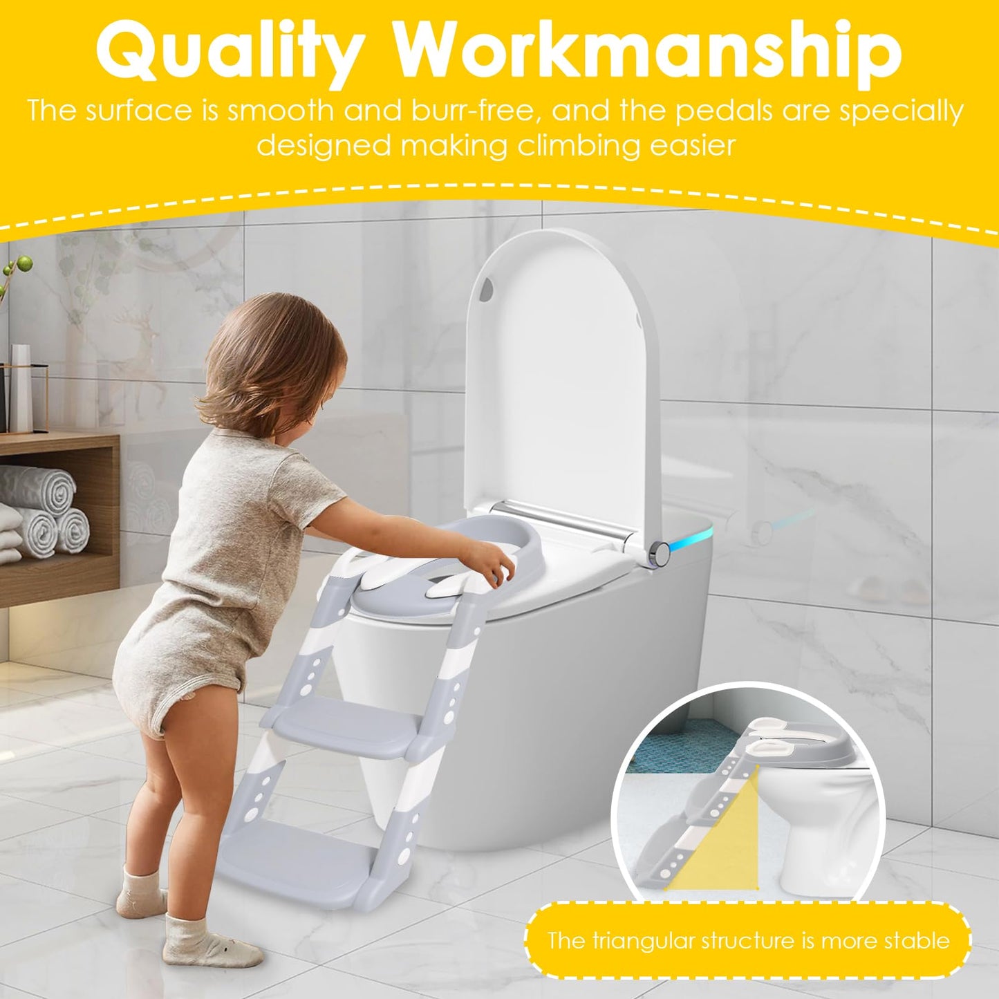 Escalera de asiento de entrenamiento para ir al baño, cómoda altura ajustable
