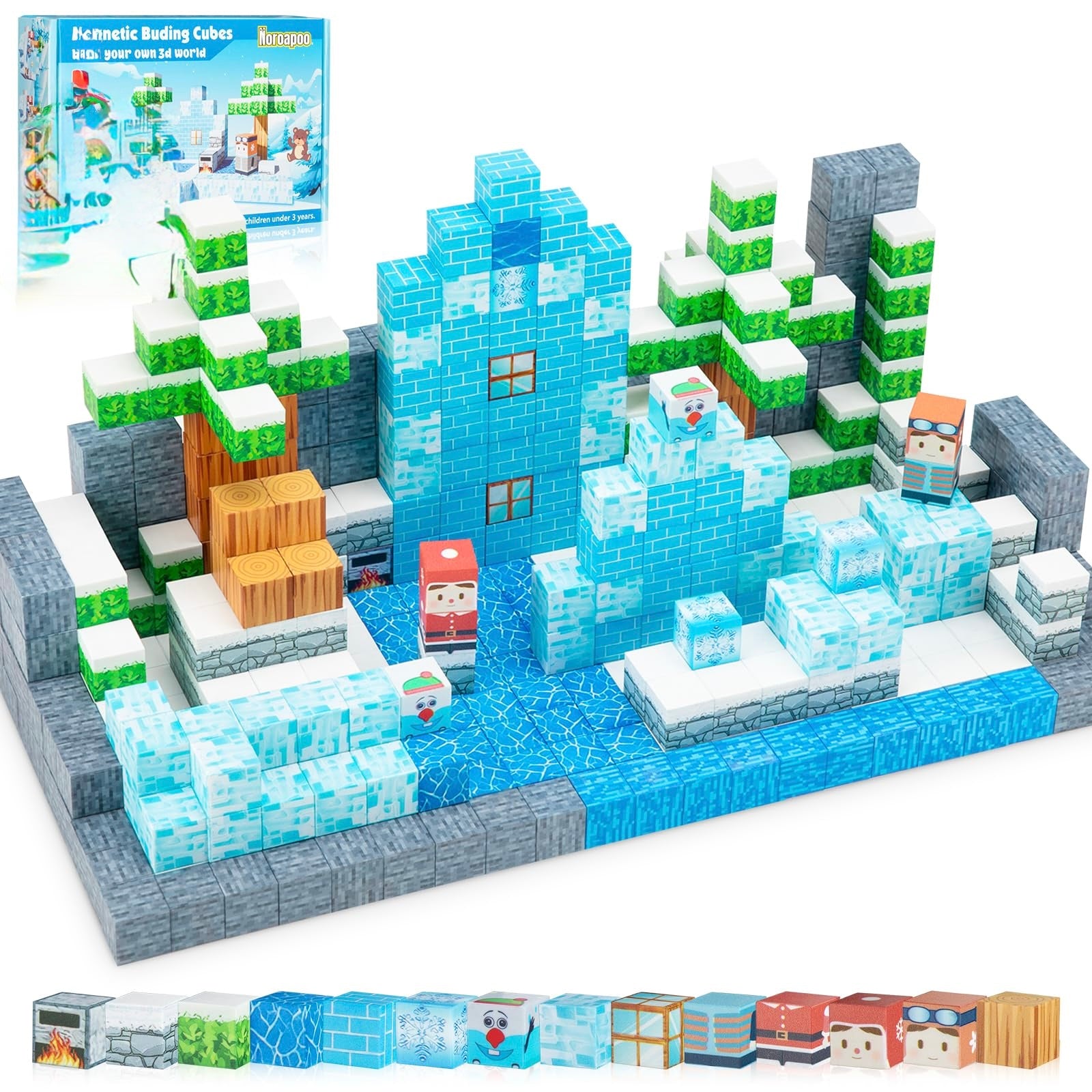 Naroapoo - Juego de bloques magnéticos de 130 piezas