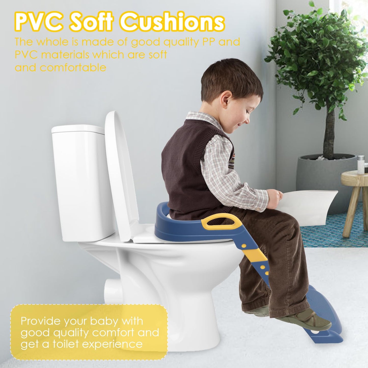 Escalera de asiento de entrenamiento para ir al baño, cómoda altura ajustable