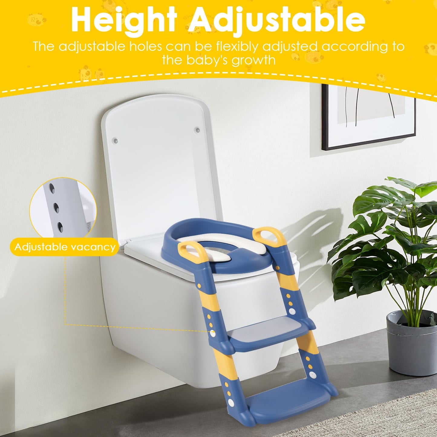 Escalera de asiento de entrenamiento para ir al baño, cómoda altura ajustable