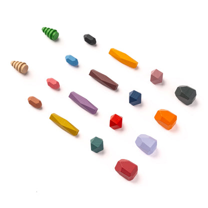 26 Piezas de rocas apilables de madera
