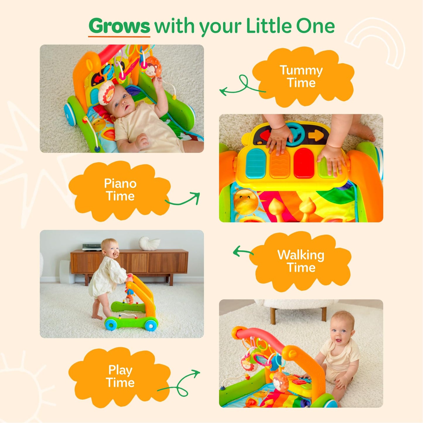 Move2Play, Kick & Play Piano Baby Mat | Grow with Me 4 en 1