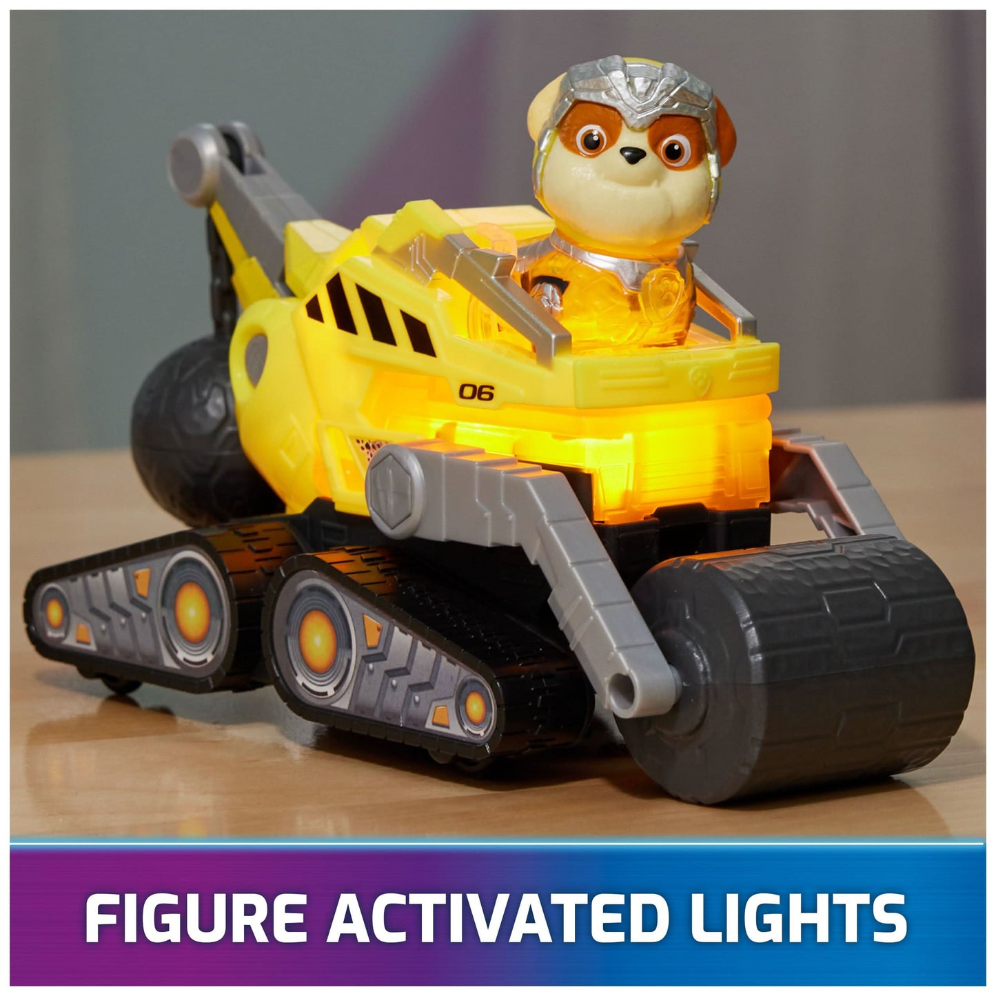 Paw Patrol: The Mighty Movie, camión de juguete de construcción con Rubble Mighty Pups