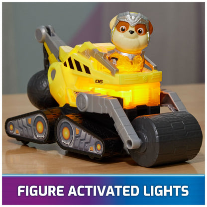 Paw Patrol: The Mighty Movie, camión de juguete de construcción con Rubble Mighty Pups