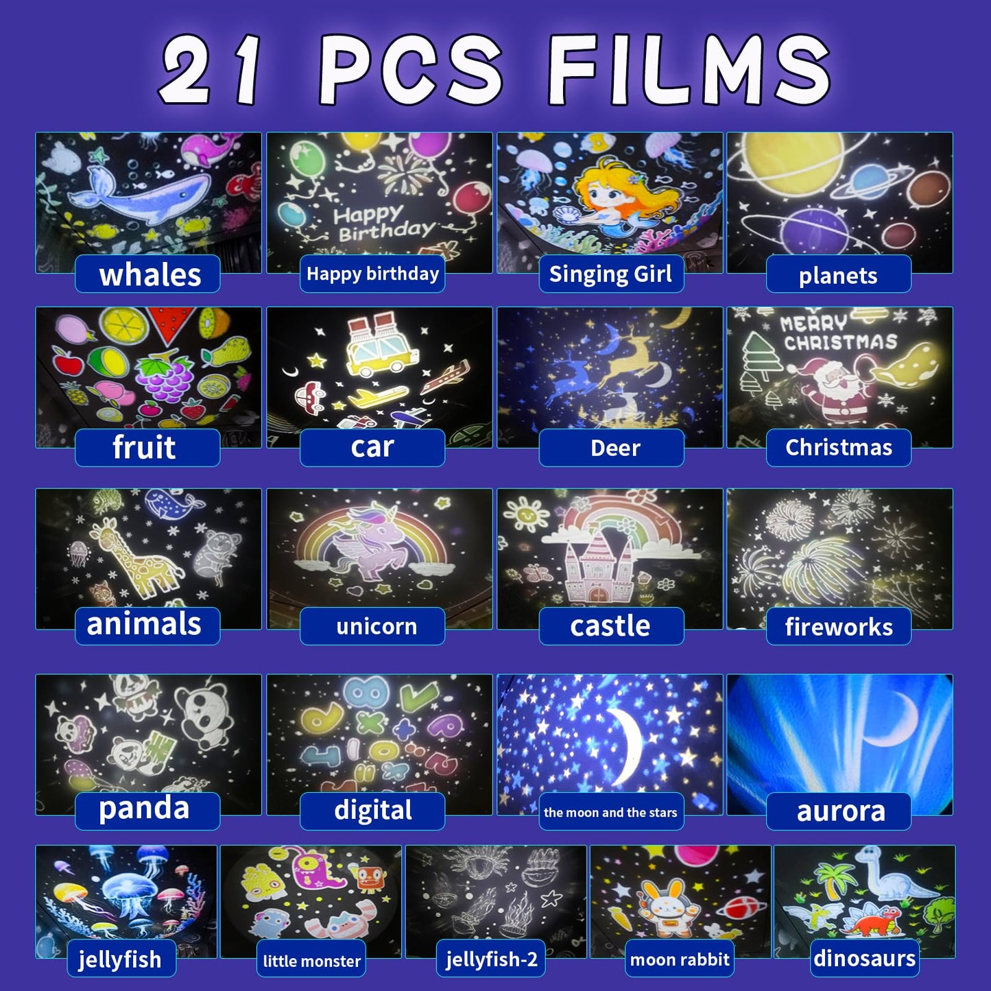 21 juegos de películas Proyector de luz nocturna del océano