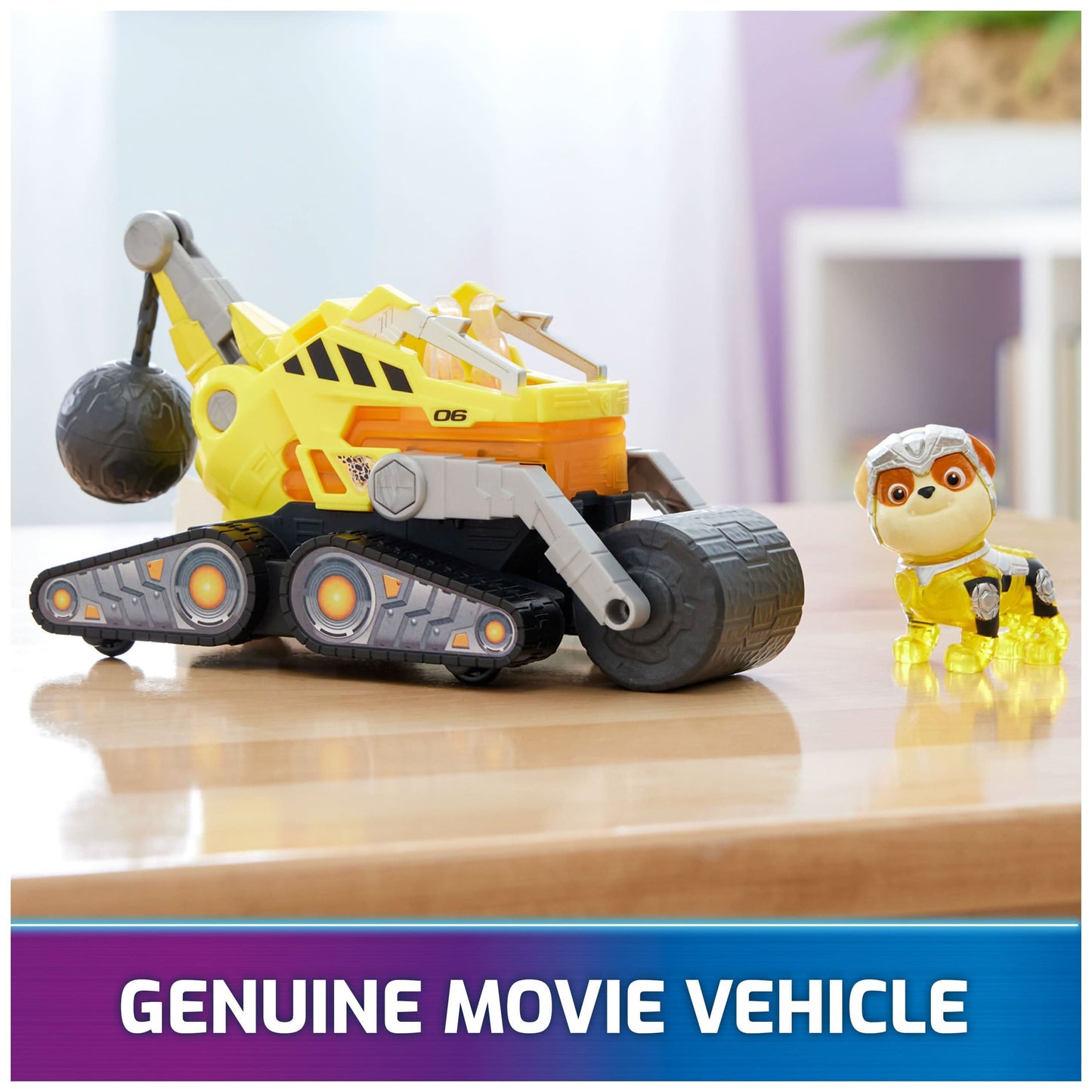 Paw Patrol: The Mighty Movie, camión de juguete de construcción con Rubble Mighty Pups