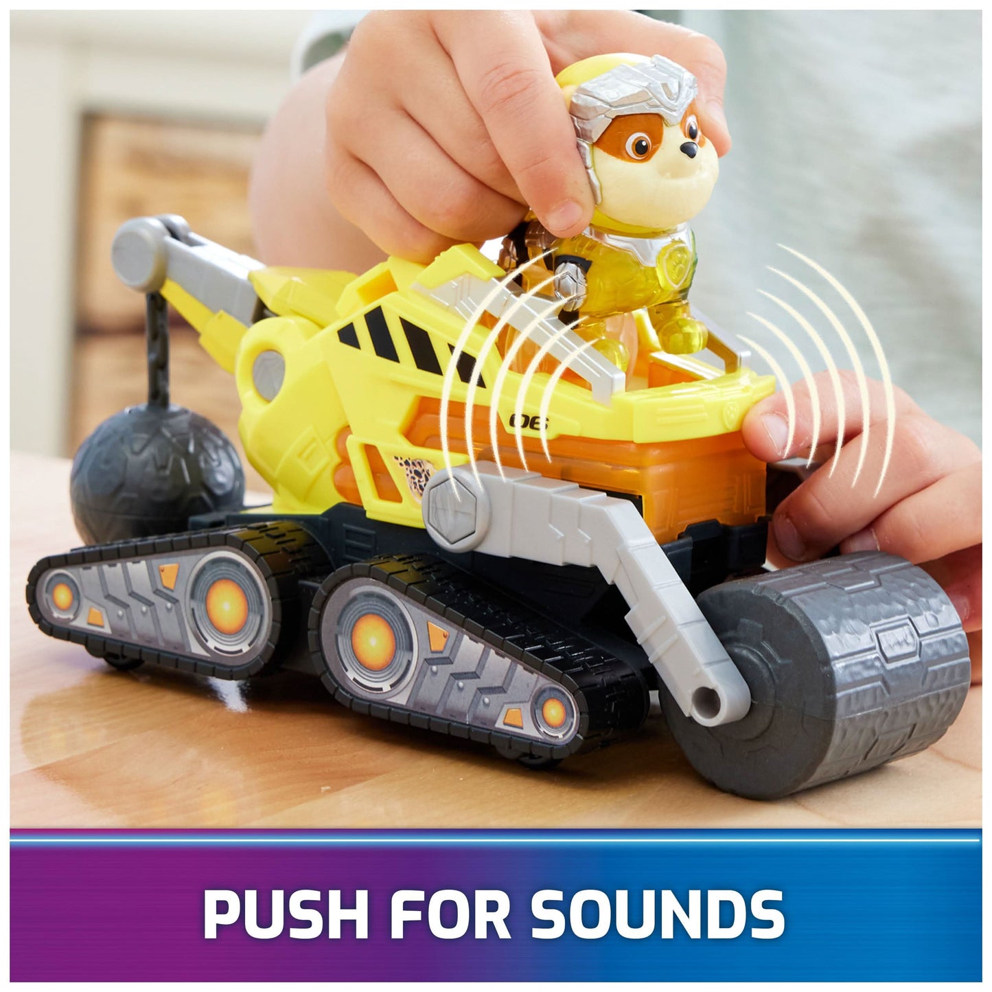 Paw Patrol: The Mighty Movie, camión de juguete de construcción con Rubble Mighty Pups