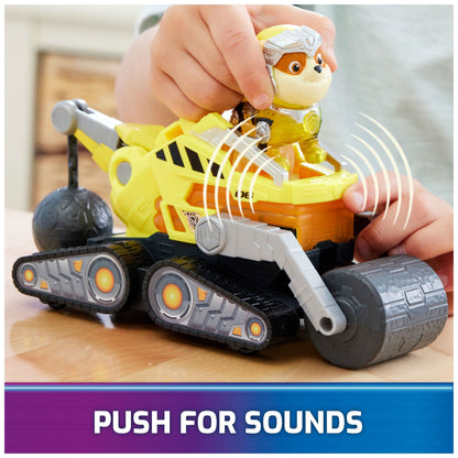 Paw Patrol: The Mighty Movie, camión de juguete de construcción con Rubble Mighty Pups