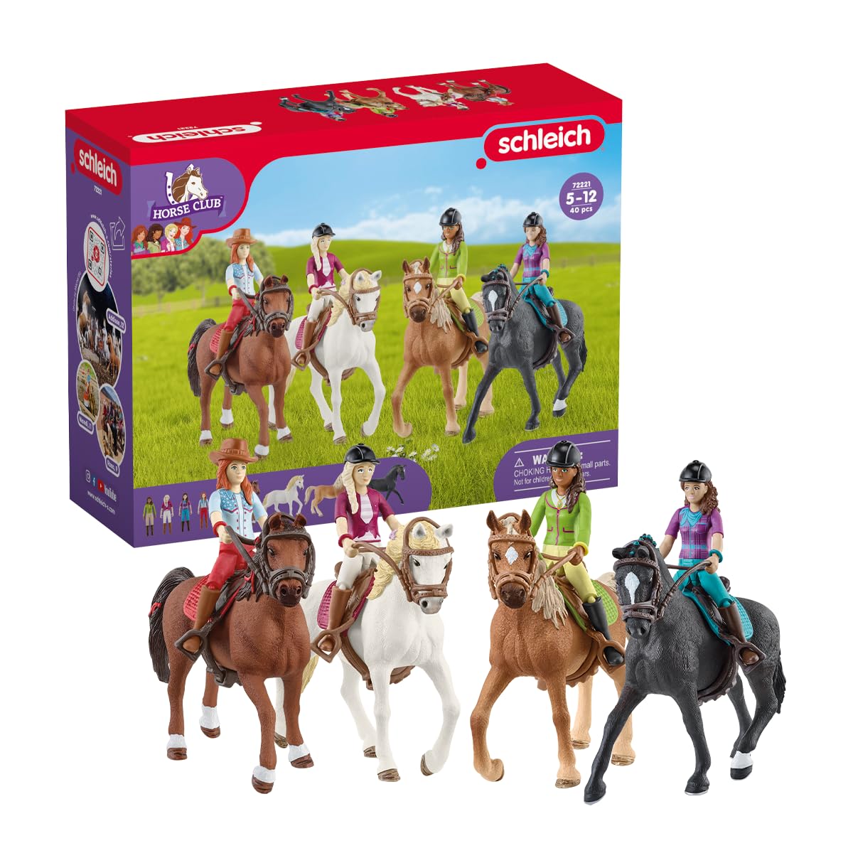 Schleich Horse Club - Juego completo de jinetes de Horse Club con 4 jinetes occidentales