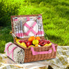 Cesta de picnic de mimbre para 4 personas con manta de picnic impermeable y refrigerador aislado