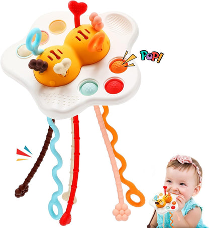 Juguete de silicona con cuerdas para tirar, 1 a 3 años