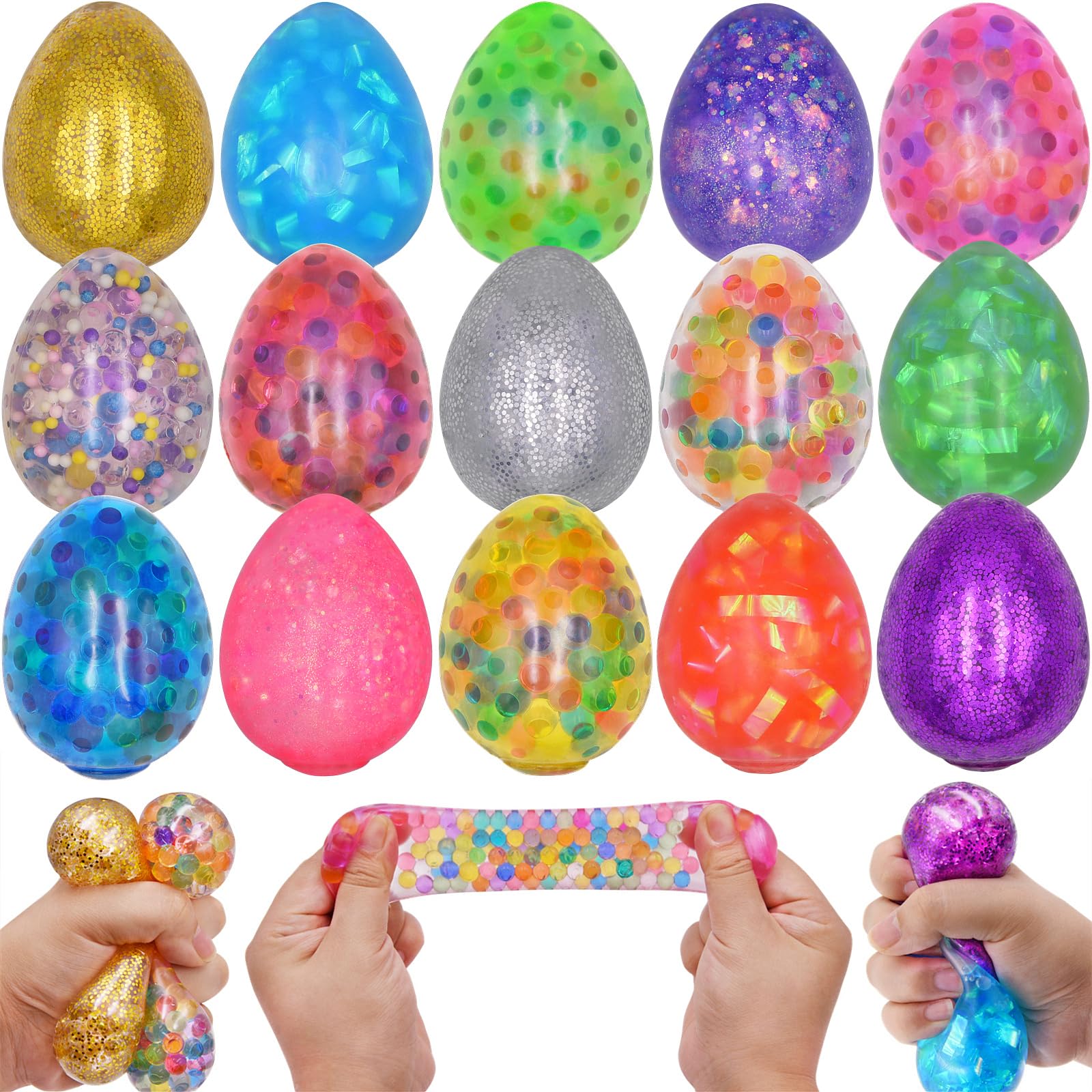 Bolas antiestrés Eavotoy de 15 unidades con forma de huevo de Pascua