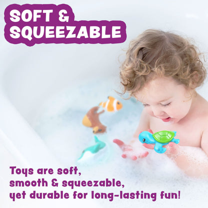 Tub Works® Juguetes de baño Marine™ sin moho, paquete de 6