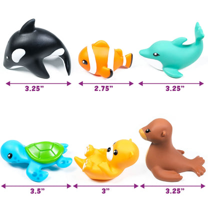 Tub Works® Juguetes de baño Marine™ sin moho, paquete de 6