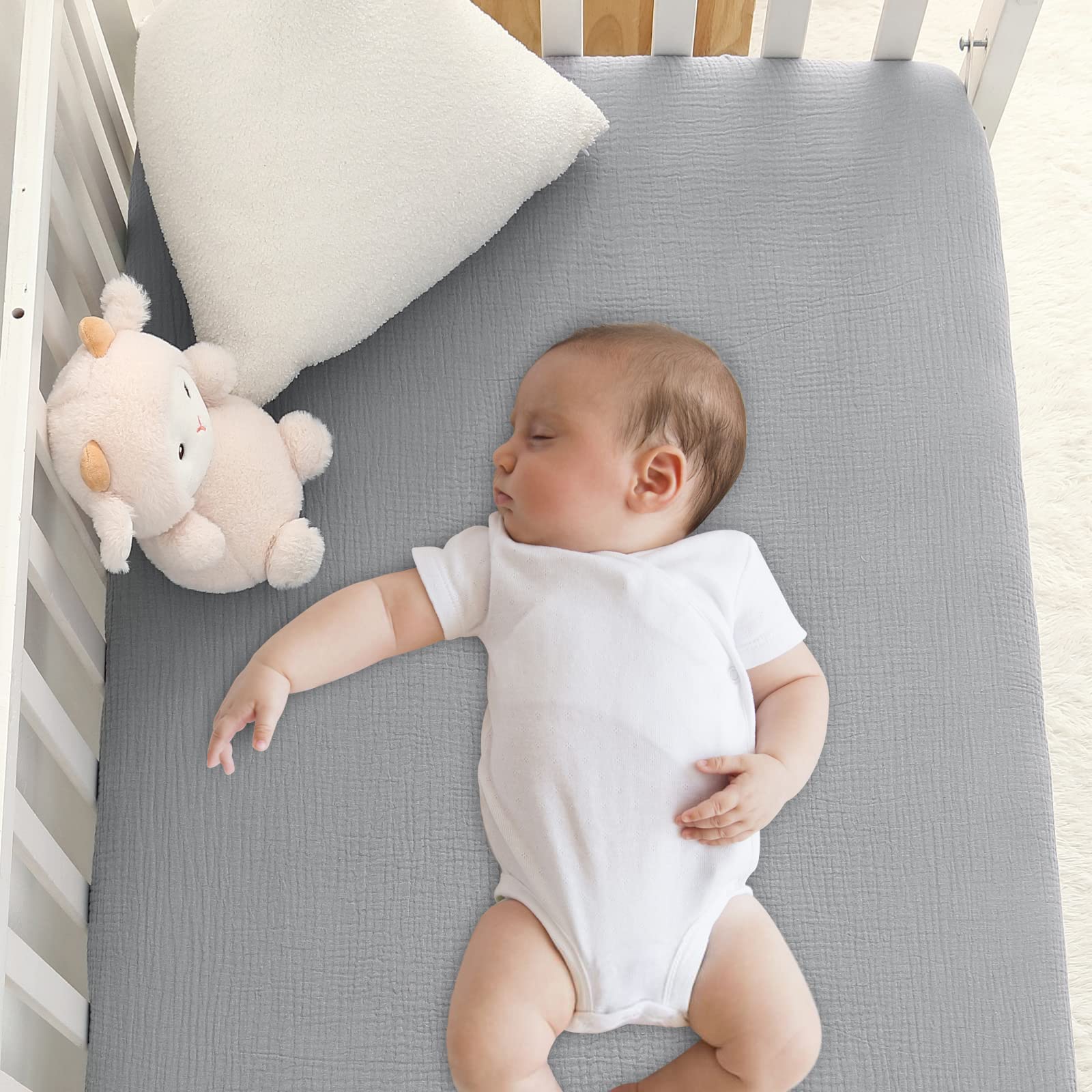 COTTONBEBE Sábana de muselina para cuna, 100% algodón orgánico