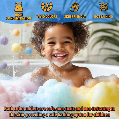 Tabletas de color de baño para niños, 160 unidades de colores de baño seguros para niños, no tóxicos, 7 colores