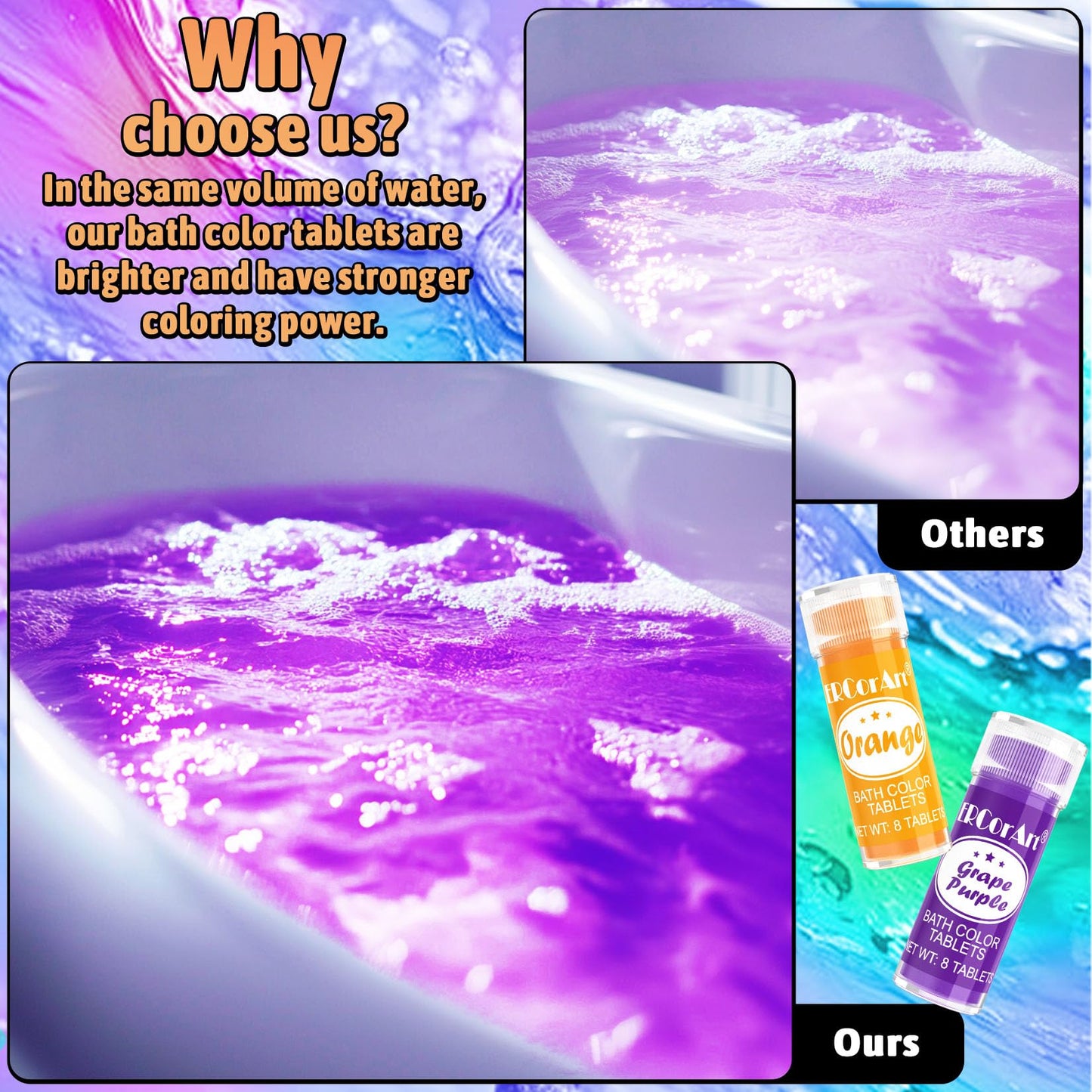 Tabletas de color de baño para niños, 160 unidades de colores de baño seguros para niños, no tóxicos, 7 colores