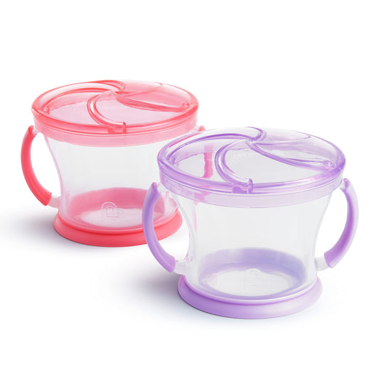 Contenedor de snack Munchkin, paquete de 2 unidades, color morado/rosa