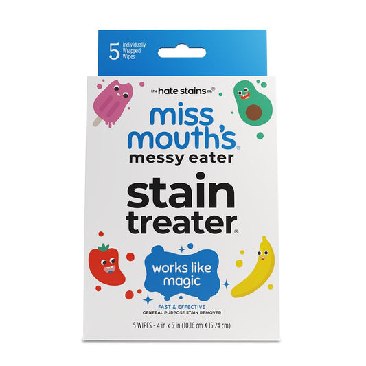Miss Mouth's Messy Eater - Toallitas para tratar manchas, paquete de 5 quitamanchas