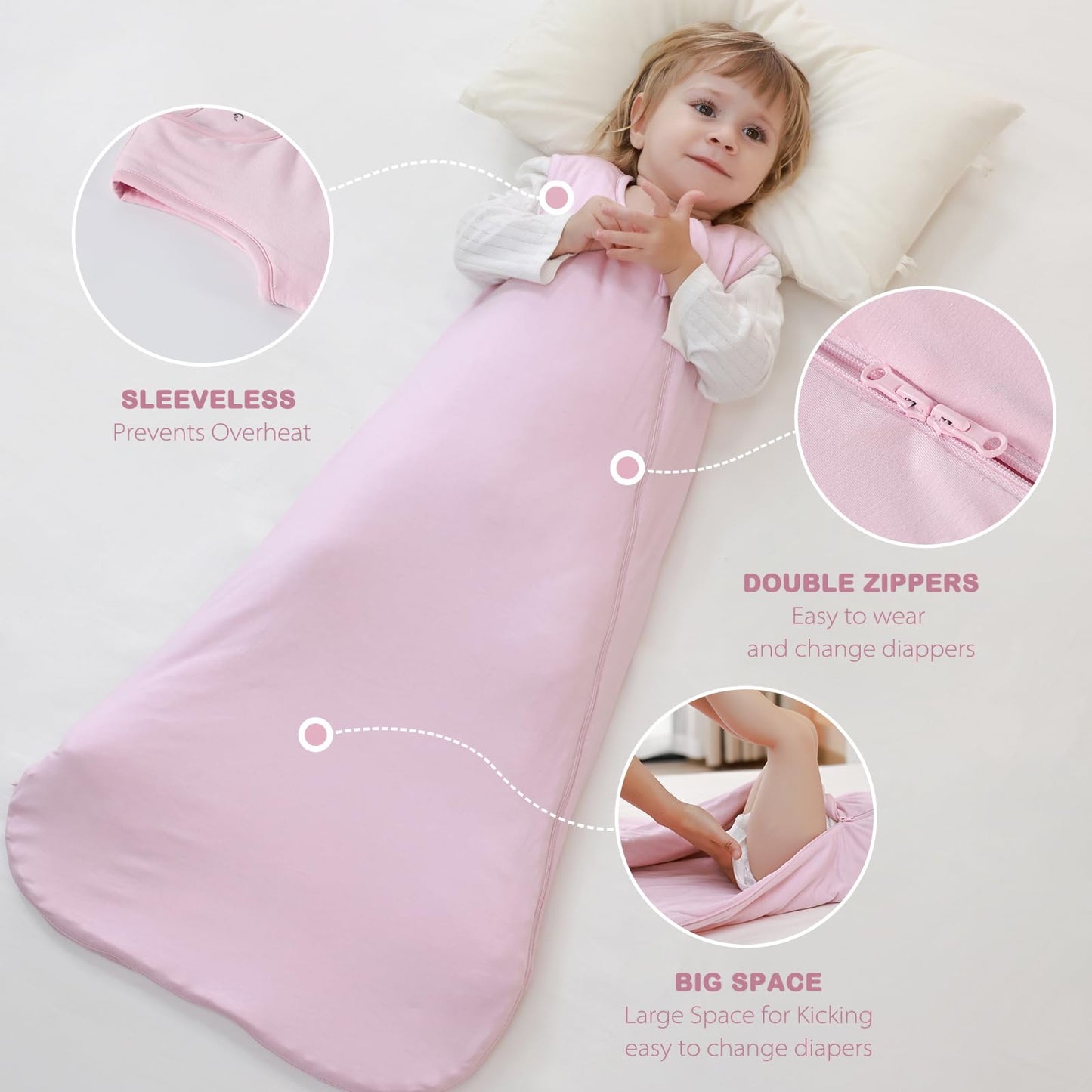Saco de dormir unisex Mosebears de rayón de bambú, 1.5tog, 6-18 meses
