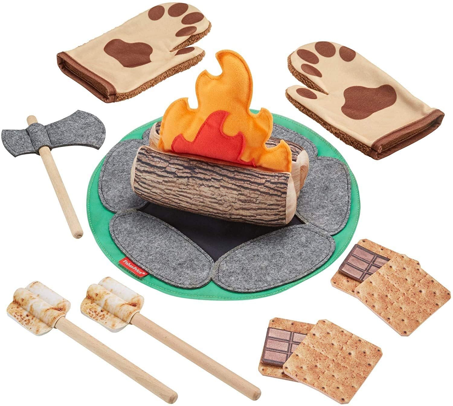 Fisher-Price Pretend Play S'more Fun Campfire - Juego de 18 piezas para acampar