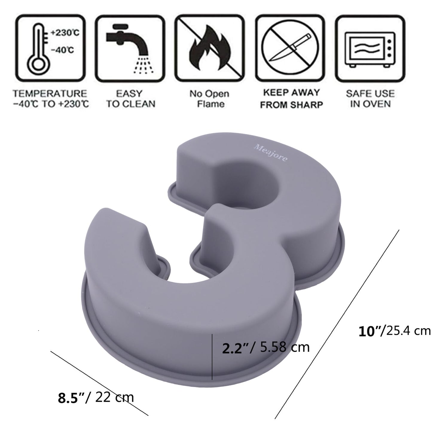 Molde para pastel de números grandes 3D Meajore