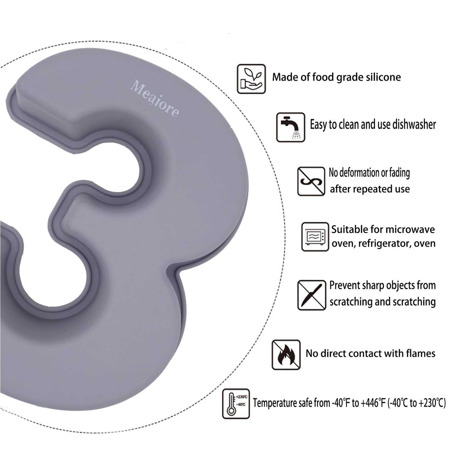 Molde para pastel de números grandes 3D Meajore
