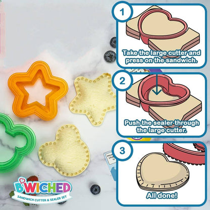 B'wiched- Cortador de sándwiches y sellador, 2 formas