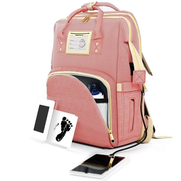 Mommy Loves You- Bolsa de viaje para pañales para niños y niñas con moisés, rosado