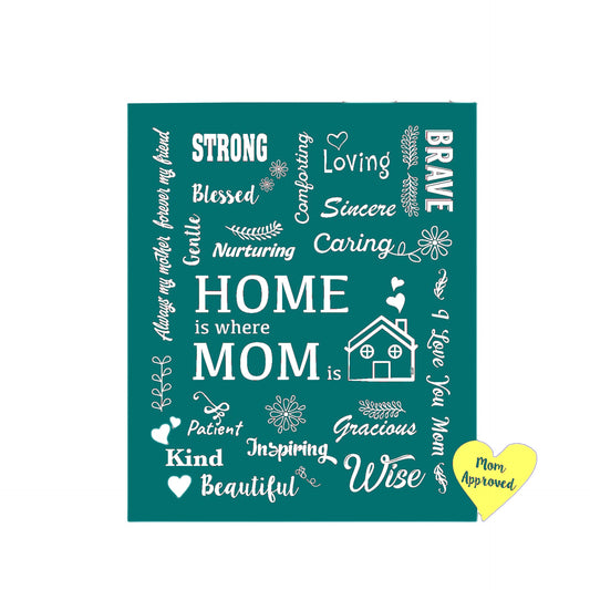 Jubeely - Manta de franela Premium "Home is Where Mom is"