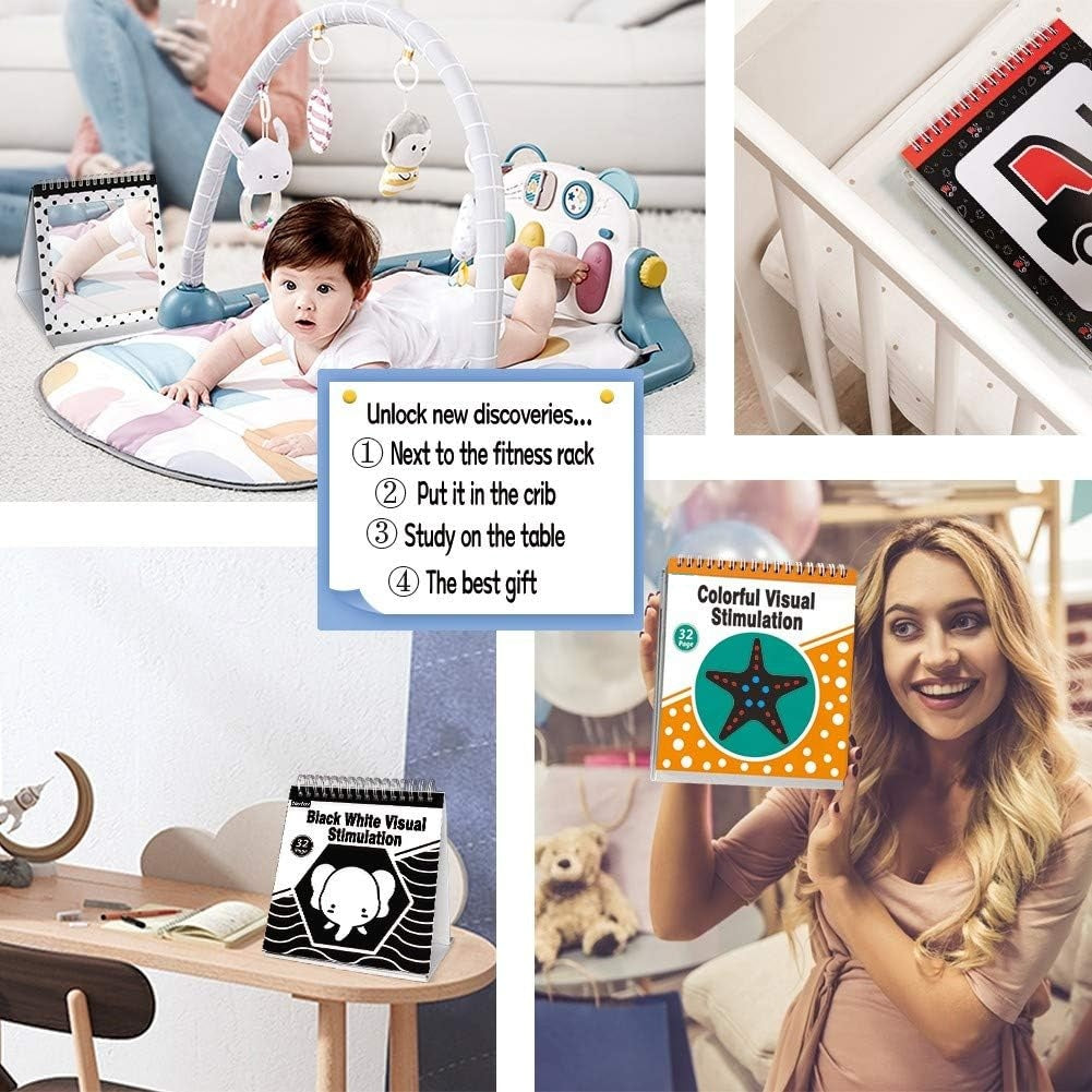 Libro de bebé de alto contraste para juguetes para recién nacidos 0-3 meses  Libro de cochecito de bebé