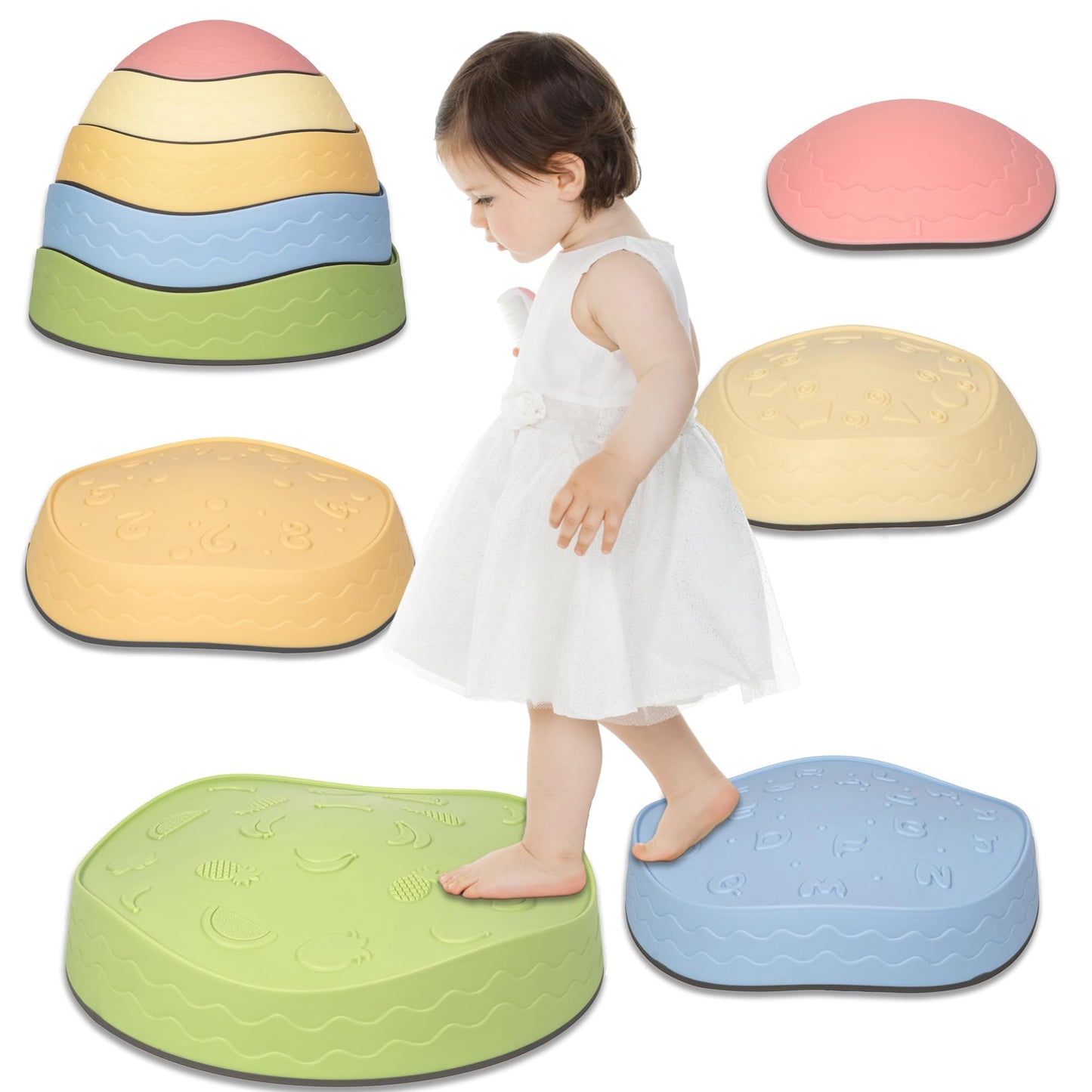 Piedras de paso Little Orchard para niños, juego de 5 piedras