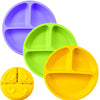 Wotolit- Juego de 3 platos para niños pequeños – Platos de succión morado verde y amarillo